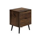 Monarch Specialties 24" 2-Drawer Laminate Accent Table - Walnut-Durably designed with robust solid wood legs and an easy to clean top, this practical, space saving accent table is built to withstand daily use that ensures lasting beauty and functionality