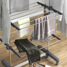 HOMCOM 4-Tier Clothes Drying Rack with Wheels for Indoor Outdoor - Grey-Colour: Grey and Silver, 