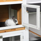 PawHut 2-Tier Wooden Rabbit Hutch with Ramp and Outdoor Run - Yellow-Suitable FOR rabbits,guineas pigs AND other SMALL animals