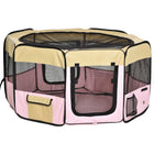 PawHut 49.2" Large Portable Exercise Pet Playpen with Carry Bag - Pink-A sturdy internal steel frame covered in 600D Oxford cloth