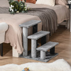 PawHut 19" 3-Step Cat Stairs with Toy - Light Grey-With scratching posts to fulfill the desire of clawing 