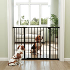 PawHut Pressure Fitted Pet Dog Safety Gate Metal Fence 29.9'' Tall - Black-Expandable size, adjusts between 29.9''-32.3''/ 33.9''-38.2'' /39.8''-42.1'' (76-82/86-97/101-107 cm)