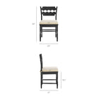 Modway Jax Oak Wood Dining Chair With Wavy Razor Back and Cushion - Black Linen-Wavy Razor Back