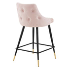 Modway Adorn Performance Velvet Counter Stool - Pink - Set of 2-Comes Fully Assembled