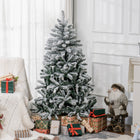 HOMCOM 5' Snow-Flocked Artificial Christmas Tree with Metal Stand - Green-Flame retardant branches enhance safety near lights and heaters 