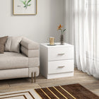 HOMCOM Bedside Table with 2 Drawers - White-Flat top for display space