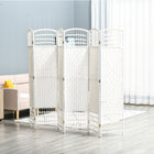 HOMCOM 6 Panel Room Divider for Home Office - White-It features a diamond woven fibre design paper panel in a natural tone
