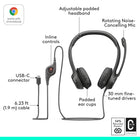 Logitech H390 USB-C Computer Headset -Move Freely with Long Cable: The 6.23 ft (1.9 m) USB-C cable is just the right length to give you the freedom to stand up and stretch during long conversations