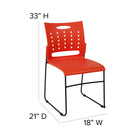 Flash Furniture HERCULES Series Sled Base Stack Chair with Air-Vent Back - Orange-Supportive Front Cross-Brace