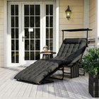 Outsunny Folding Tanning Chair - Sun Lounger with Canopy - Dark Grey-Powder-coated steel frame means a strong, supportive structure