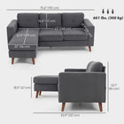 HOMCOM L-Shaped Sectional Sofa with Chaise Lounge - Dark Grey-Compact size suits apartments and smaller living rooms perfectly