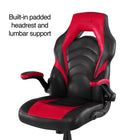Emerge Vortex Bonded Leather Gaming Chair - Black/Red-Built-in headrest provides added comfort