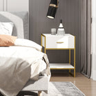 HOMCOM Nightstand with Drawer and Shelf - White - Set of 2-1 slide-out drawer and a shelf provide ample space to put your items