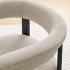 Modway Imogen Fabric Upholstered Barrel Dining Chairs - Heathered Weave Ivory/Black - 2 Pack-Foam Padding on Seats and Backrest