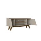 Manhattan Comfort Marcus 53.14" Mid-Century Modern TV Stand - Beige and Nature-Includes 4 Fixed Shelves