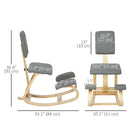HOMCOM Ergonomic Rocking Wood Kneeling Stool Chair - Grey-Versatile usage as meditation, home office, or typing chair