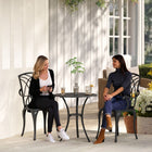 Outsunny 3-Piece Patio Bistro Set with Coffee Table with Umbrella Hole - Brown-Cast aluminum frames, ensures each piece is tough and durable for everyday use 