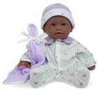 JC Toys La Baby Soft 11" Baby Doll - Purple with Blanket - African-American-Lifelike details