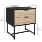 HOMCOM Modern Bedside Table with 2 Drawers and Metal Base - Black-Mixtures of two colours and Chevron lines give it a unique look