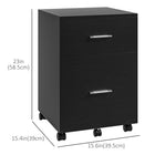Vinsetto Mobile 2-Drawer Letter/A4 Filing Cabinet with Wheels - Black-The large drawer below can hang letters horizontally or A4 size documents vertically

