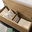 Modway Render Fluted 3-in-1 Hall Tree with Storage Bench & Coat Rack - Oak-Soft-Close Hinges and Wall-Mount Brackets