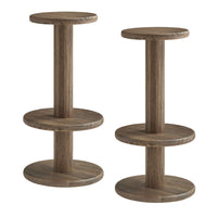 Modway Neo 15" Round Patio Wood Bar Stools - Cocoa Brown-Solid Acacia Wood