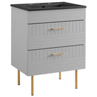 Modway Daybreak 24" Bathroom Vanity - Light Grey/Black-CONTEMPORARY BATHROOM VANITY - Featuring a clean-lined design and gold metal hardware, this vanity incorporates contemporary style to your bathroom space