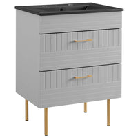 Modway Daybreak 24" Bathroom Vanity - Light Grey/Black-CONTEMPORARY BATHROOM VANITY - Featuring a clean-lined design and gold metal hardware, this vanity incorporates contemporary style to your bathroom space
