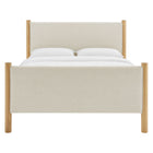 Modway Maven Queen Size Fabric Upholstered Platform Bed - Ivory Oak-Wood Slat Support