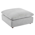 Modway Commix Down Filled Overstuffed Performance Velvet Ottoman - Light Grey-Solid Wood Construction