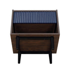 Manhattan Comfort Duane 20.23" Mid-Century Modern Nightstand - Dark Brown/Navy Blue-30 Day Limited Manufacturer's Warranty