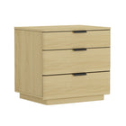 Manhattan Comfort Payton 26" Modern Nightstand 2-Piece Set - Natural Oak/Black-Pedestal Base For Easy Cleaning and a Modern Touch