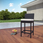 Modway Convene Outdoor Patio Fabric Bar Stool - Espresso White-Powder coated aluminum frame