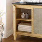 Modway Soma 36" Bathroom Vanity - Oak/Black-Rattan Weave Doors