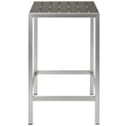 Modway Shore Outdoor Patio Aluminum Bar Table - Silver Grey-Anodized Aluminum Frame