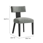 Modway Nalani Fabric Upholstered Dining Chairs - Heathered Weave Grey/Black - 2 Pack-Solid Wood Legs and Back Support