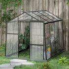 Outsunny Polycarbonate Greenhouse with Sliding Door - 6' x 8' - Has a sliding door for easy plant access and maintenance
 