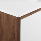 Modway Transmit 48" Wall-Mount Bathroom Vanity - Walnut/White-Particleboard and Walnut Grain Veneer