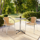 Flash Furniture 23.5'' Round Aluminum Indoor-Outdoor Table with 2 Beige Rattan Chairs (TLH-ALUM-24RD-020BGECHR2-GG)-23.50"W x 23.50"D x 27.50"H