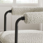 Modway Turin Curved Back Boucle and Metal Dining Accent Chair - Black/Pearl-Adjustable Non-Marking Floor Glides