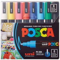 Posca Water-Based Paint Markers - Reversible Medium Tip (1.8-2.5mm) - Assorted Colors - 8 Pack-Water-based paint markers suitable for most art and craft projects on over 50 surfaces, including wood, glass, metal, plastic, ceramic, leather and more