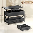 HOMCOM Lift Top Coffee Table with Hidden Compartments - Black-Robust metal frame and adjustable feet provide stability on uneven floors