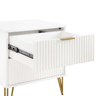 Manhattan Comfort DUMBO 20.07" Modern 2-Drawer Nightstand - White-Stylish Splayed Gold Metal Legs Adding Seamless Fashion Design and Durability