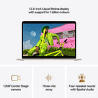 Apple MacBook Air 13" - M5 - 10-core CPU - 1 TB SSD - 16 GB Unified Memory - Starlight-12MP Center Stage Camera - Automatically stay in frame during video calls with Center Stage, or share a top-down view of your workspace with Desk View. And with a three-mic array and four-speaker sound system with Spatial Audio and Dolby Atmos, everything sounds great