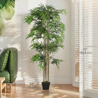 Outsunny 6' Artificial Bamboo Tree in Pot with 1530 Leaves - Green - 2 Pack-A stable nursery pot provides a stable base 
