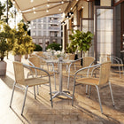 Flash Furniture Rattan Indoor-Outdoor Restaurant Stack Chair, Beige, 4 Pack (4-TLH-020-BGE-GG)-Curved Back
