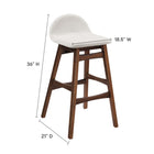 Modway Juno Wood Bar Stool - Ivory Fabric - Set of 2-Rubberwood and Plywood