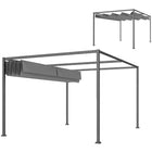 Outsunny Patio Pergola with Retractable Canopy - 13' x 10' - Dark Grey-Metal frame with powder coating in superior strength and great stability 