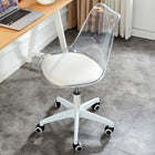 Homy Casa Modern Transparent Backrest Swivel Task Chair with White PU Leather Seat-8