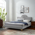 Modway Sunny Performance Velvet Full Bed - Light Grey-Wood Slat Support System